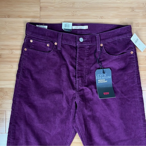 Levi’s Premium Wedgie Straight Corduroy Crop Jeans Potent Purple Anthropologie - Picture 16 of 16